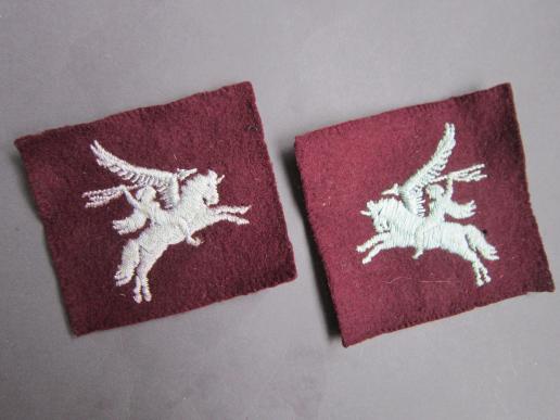 A neat set of un-issued embroided Airborne 'Pegasus' Division shoulder formation signs