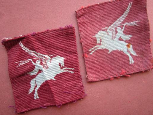 A nice set of wartime printed slightly non macthing Airborne 'Pegasus' Division shoulder formation signs
