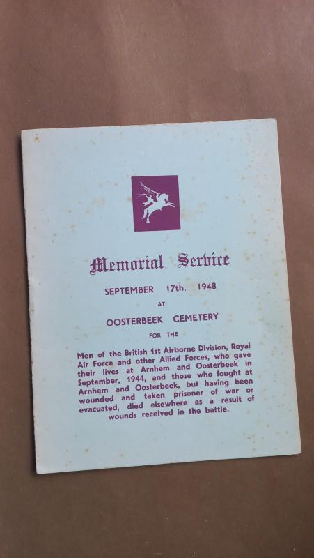 A nice and not so often seen Memorial Service programme for the 1948 Commemoration of the Battle of Arnhem held at the Oosterbeek cemetery