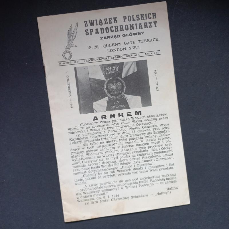 A - never seen before - British printed so called Polish old commerads news letter for the 'Zwiazek Polskich Spandochronniarzy'  (Association of Polish Parachutists)