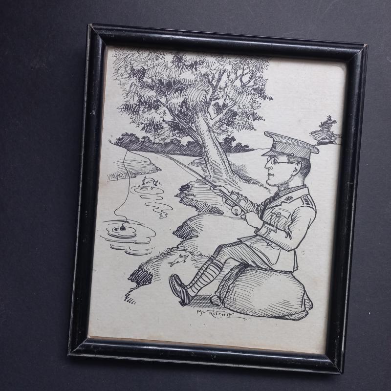 A truly attractive - never seen before - pen & ink drawing of a British i.e Canadian WW1 Officer (Could it be a self portret ?) made by the Canadian cartoonist Donald McRitchie (1881-1948)