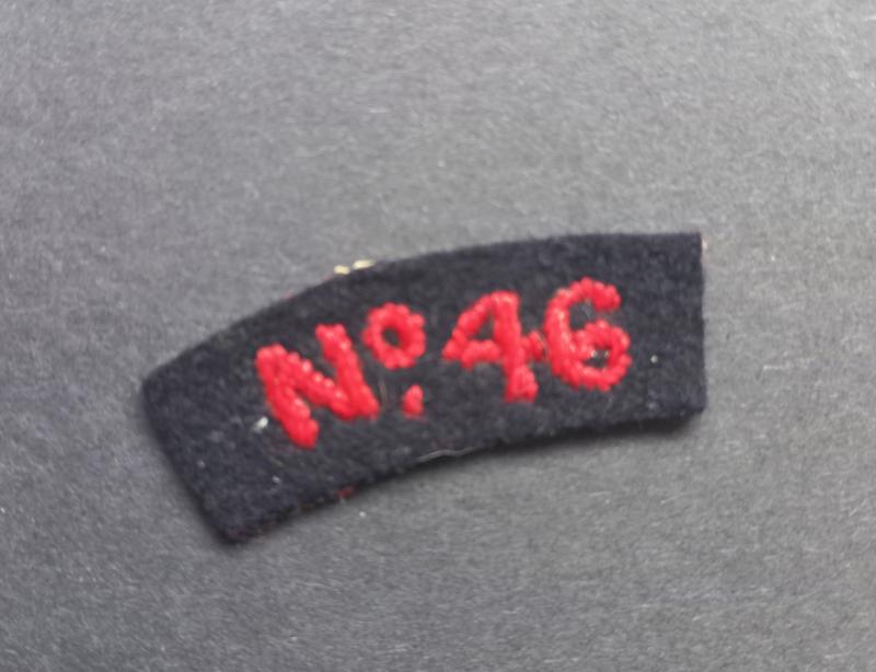 A nice little embroided - albeit regrettably single - No.46 Royal Marines Commando shoulder number/title