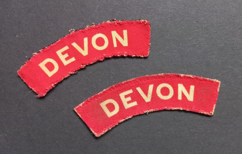 A superb - full matching - set of printed Devon shoulder titles