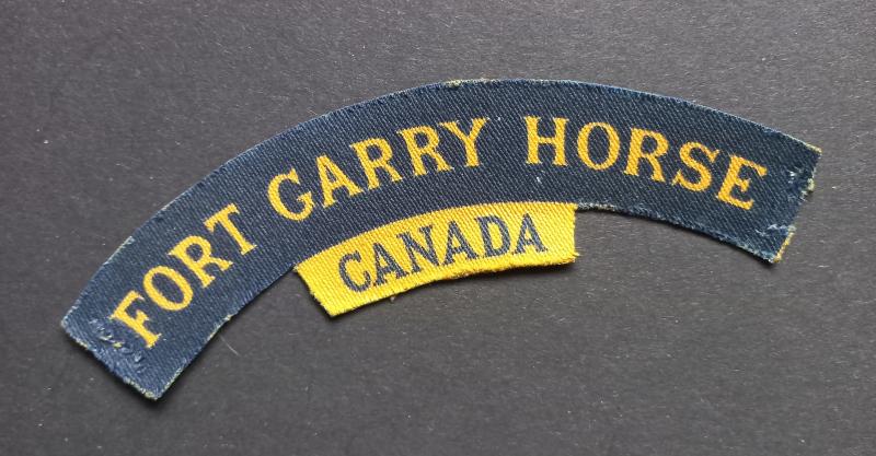 A attractive (Calico printers made) Fort Garry Horse printed shoulder title