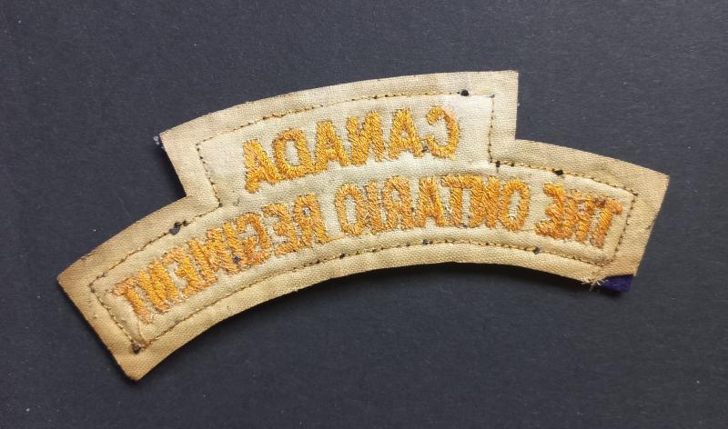 A perfect (British made) Canadian The Ontario Regiment embroided shoulder title