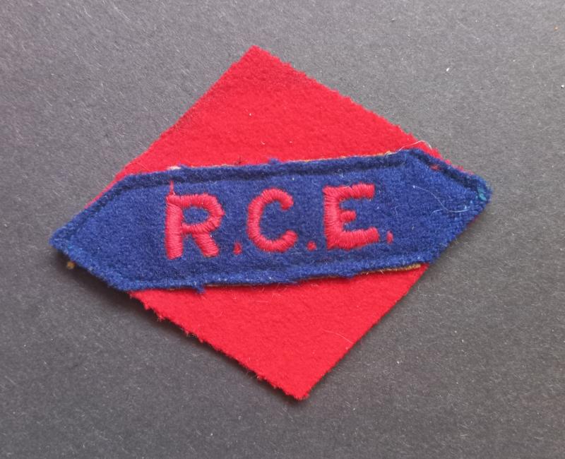 A British i.e Canadian made First Canadian Army R.C.E. (Royal Canadian Engineers) embroided shoulder title i.e patch